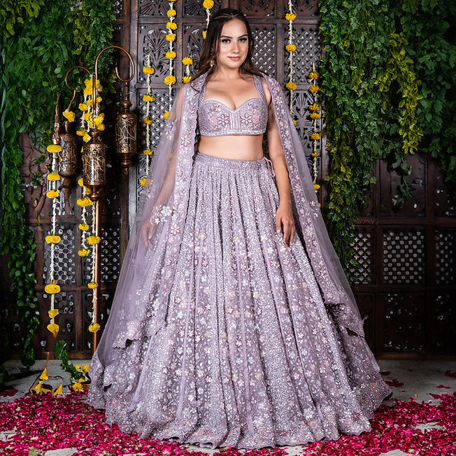 Serra Lavender Embroidered Lehenga