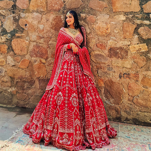 Ece Organza Red Lehenga