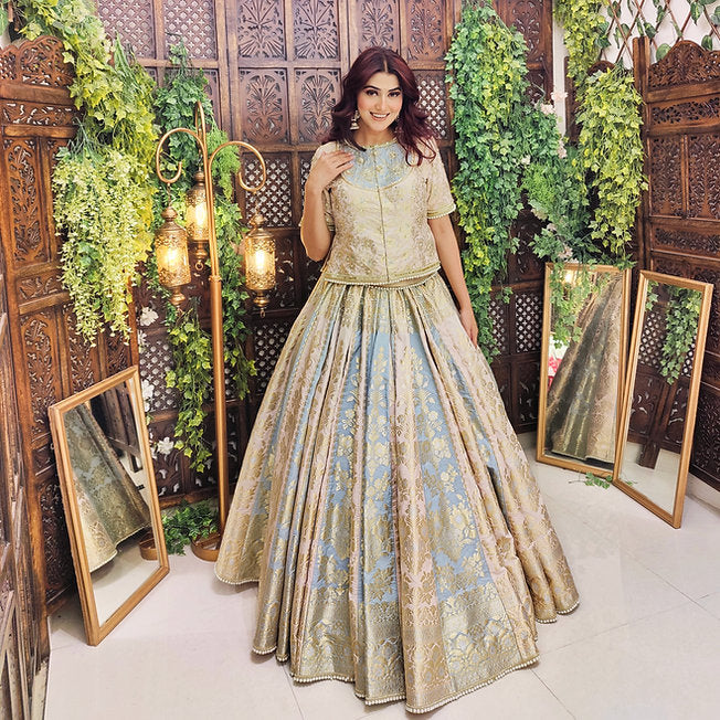 Aiza Banarasi Multicolor Lehenga