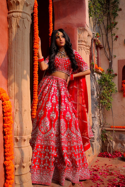 Amia Red Lehenga