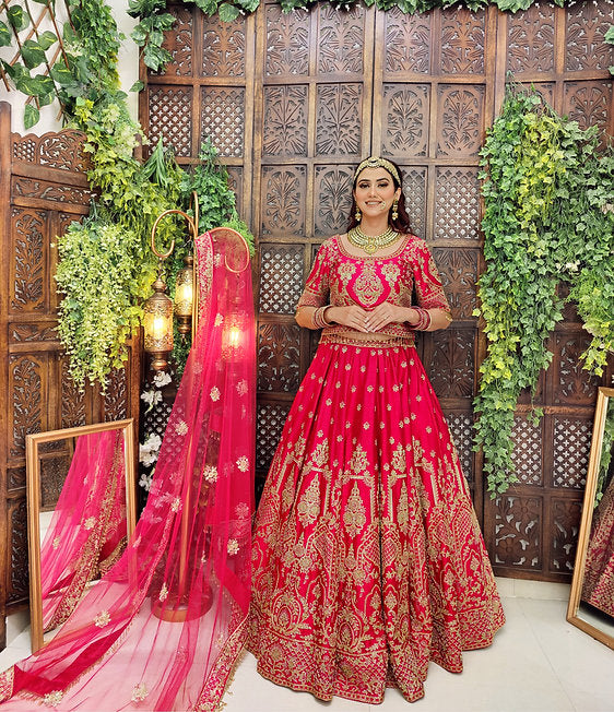 Rawiya Pink Hand Embroidered Lehenga