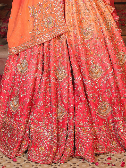 Hasret Red Ombre Heavy Lehenga