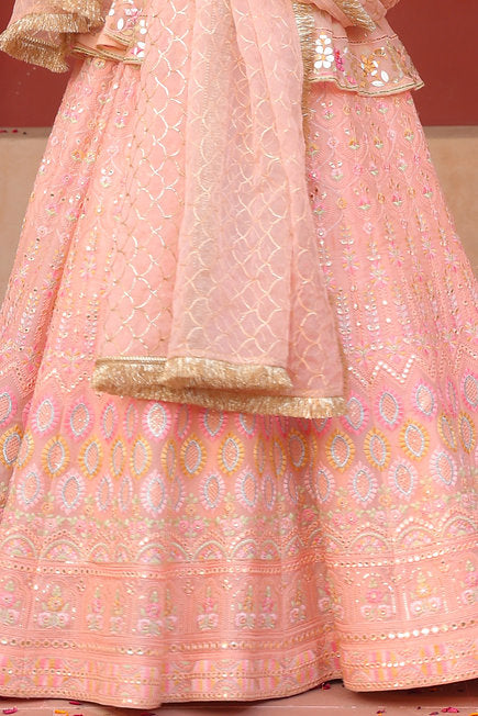 Yashira Peplum Peach Lehenga