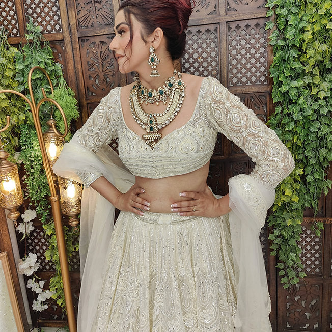 Kish Off White Modern Lehenga