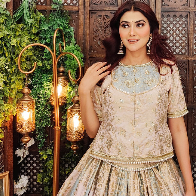 Aiza Banarasi Multicolor Lehenga