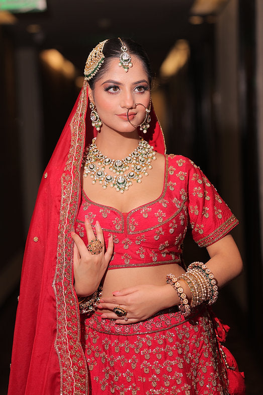 Carmina Red Embroidered Lehenga Set