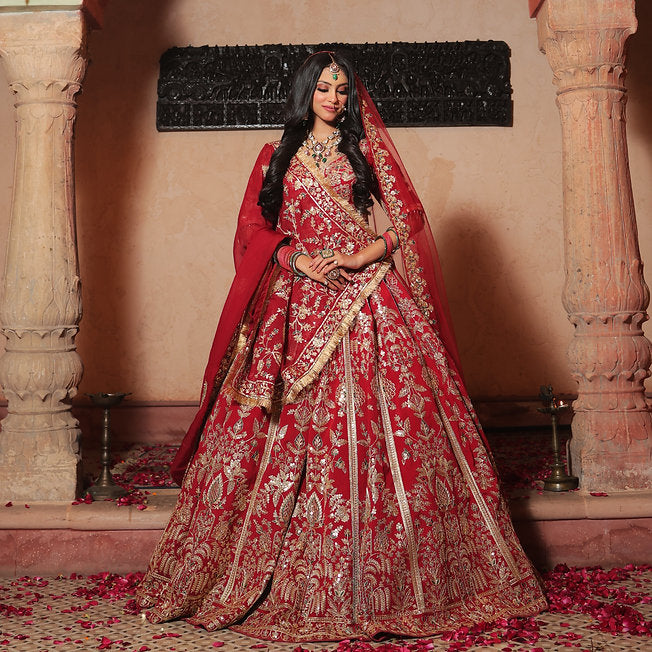 Usama Raw Silk Heavy Lehenga