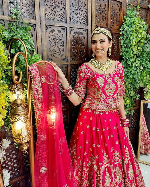 Rawiya Pink Hand Embroidered Lehenga