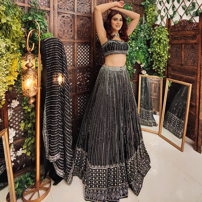 Kinza Black Lehenga