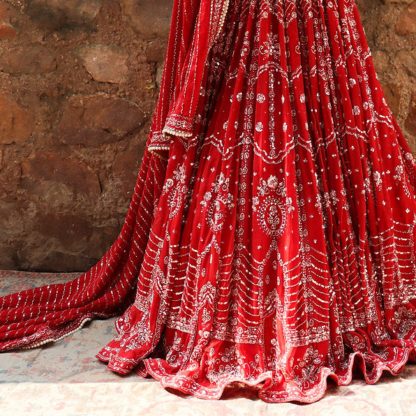 Ece Organza Red Lehenga