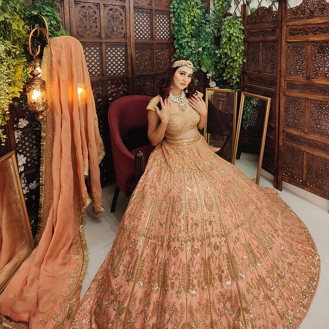 Eshaal Peach Lehenga