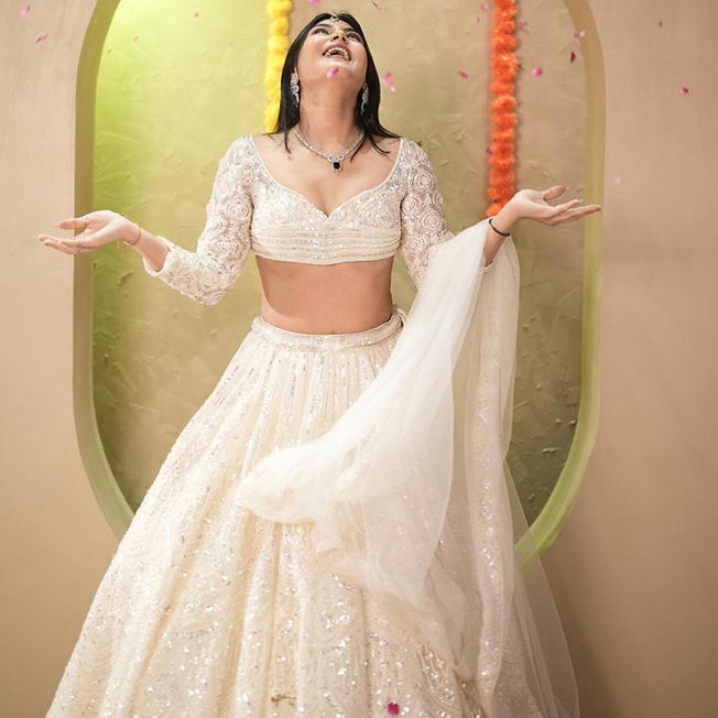 Kish Off White Modern Lehenga