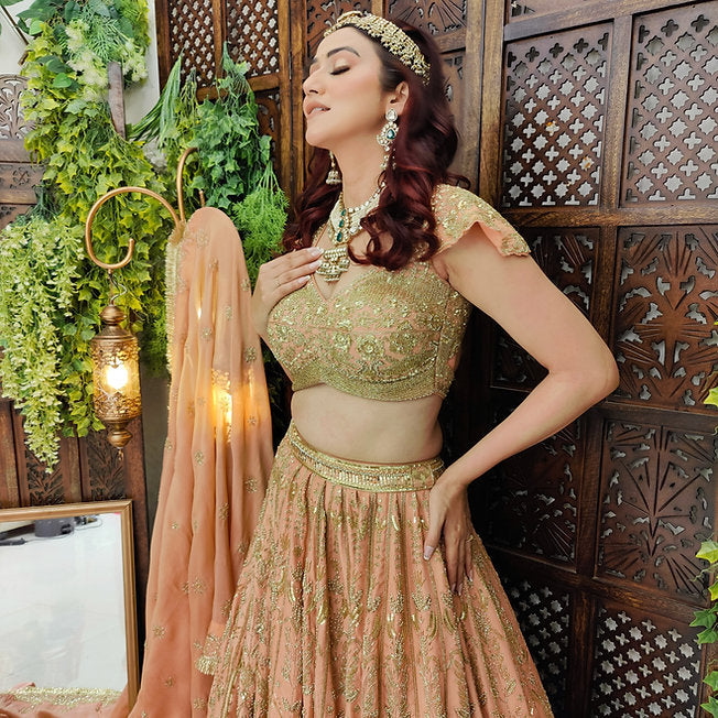 Eshaal Peach Lehenga