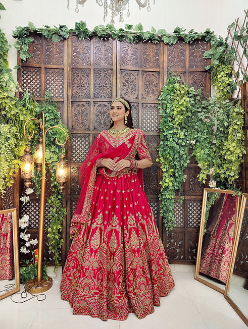 Rawiya Pink Hand Embroidered Lehenga