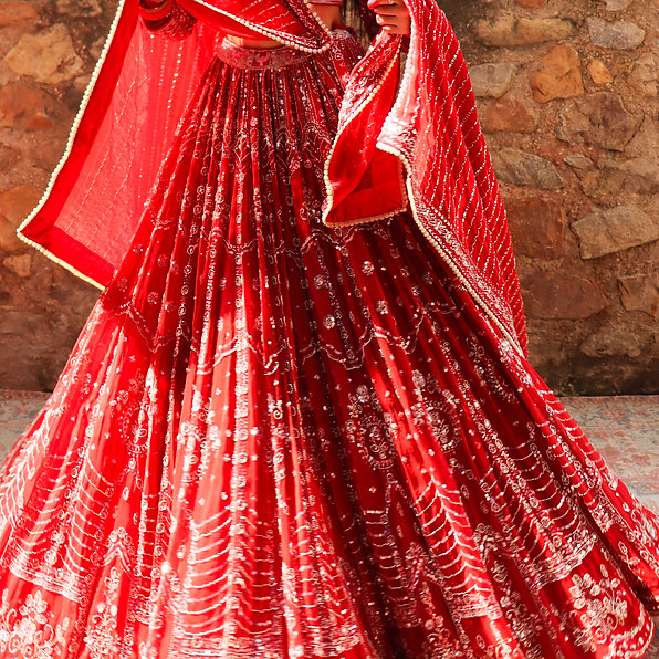 Ece Organza Red Lehenga