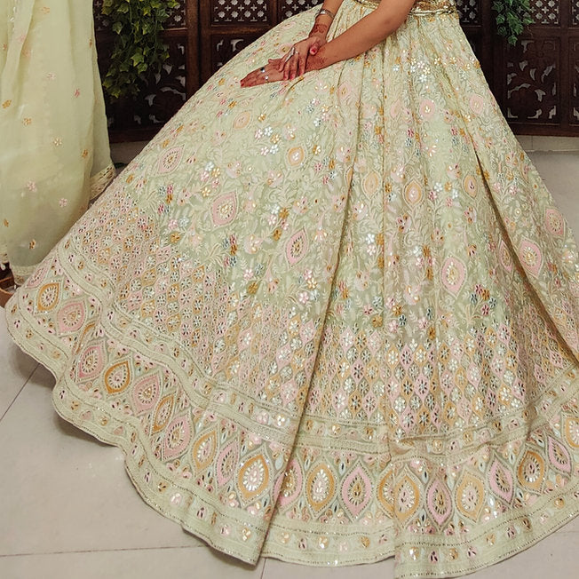 Sufian Pistachio Green Lehenga