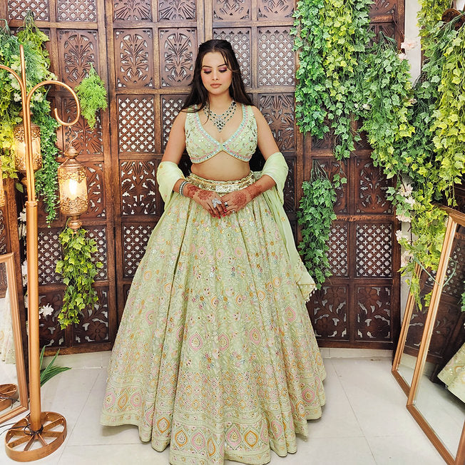 Sufian Pistachio Green Lehenga