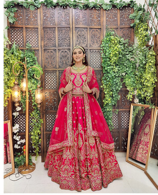 Rawiya Pink Hand Embroidered Lehenga