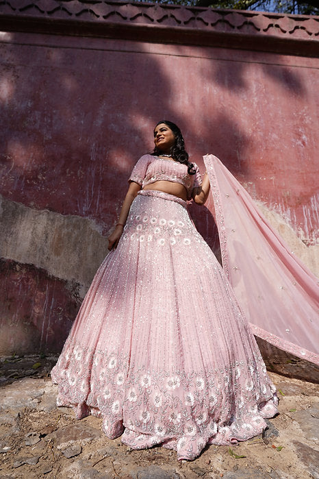 Dusty Pink Marvia Embroidered Lehenga Set
