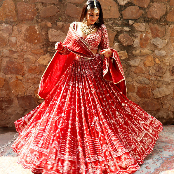 Ece Organza Red Lehenga