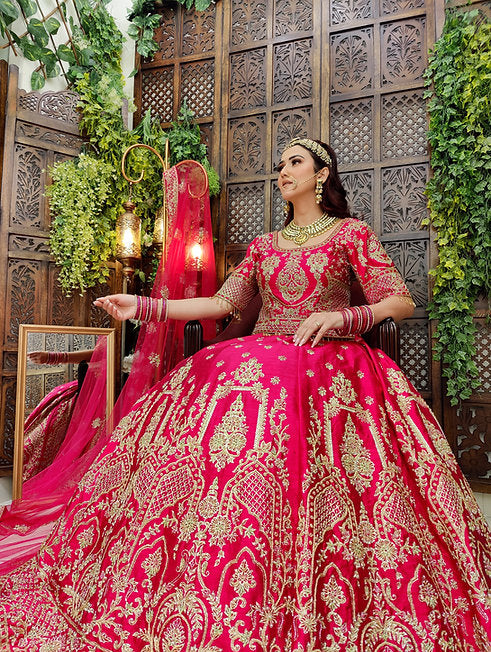 Rawiya Pink Hand Embroidered Lehenga