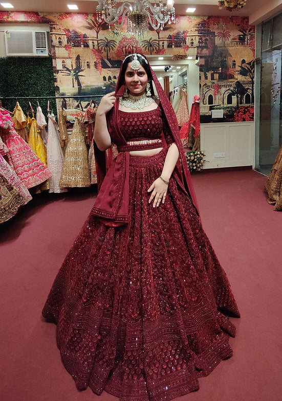 Vienna Maroon Embroidered Lehenga Set