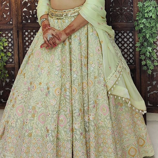 Sufian Pistachio Green Lehenga