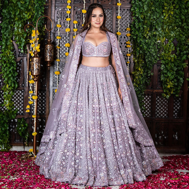 Serra Lavender Embroidered Lehenga