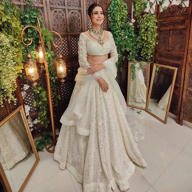 Kish Off White Modern Lehenga