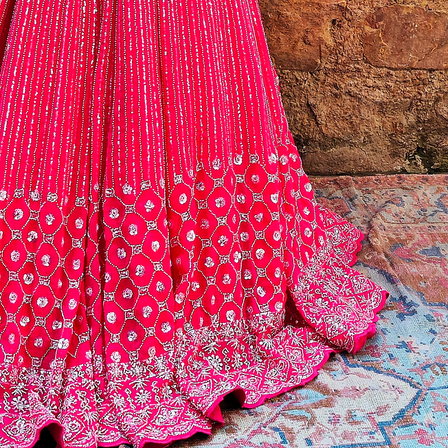 Naeem Pink Organza Lehenga