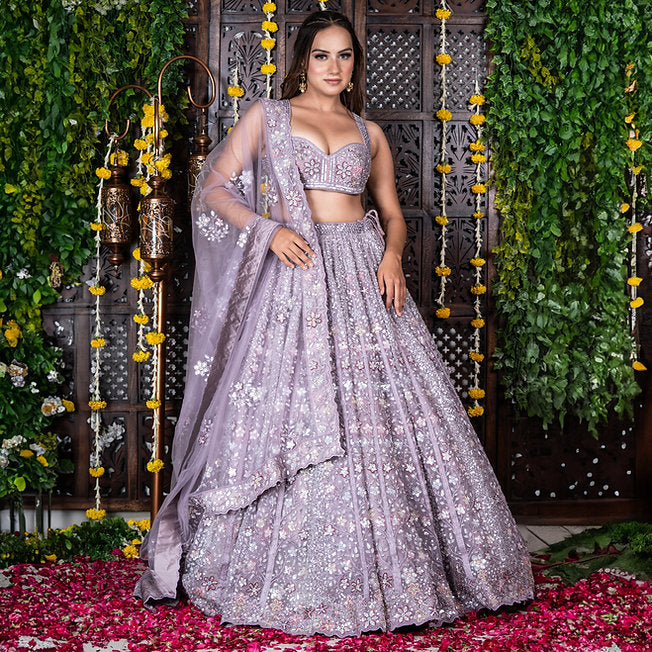 Serra Lavender Embroidered Lehenga