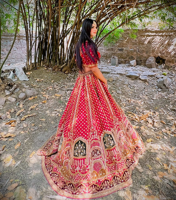 Kesari Maroon Embroidered Lehenga Set