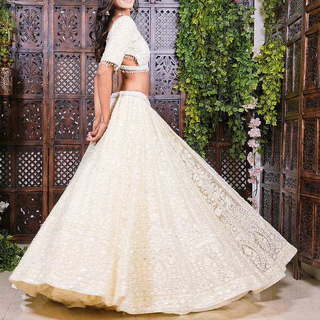 Esther Off White Modern Lehenga
