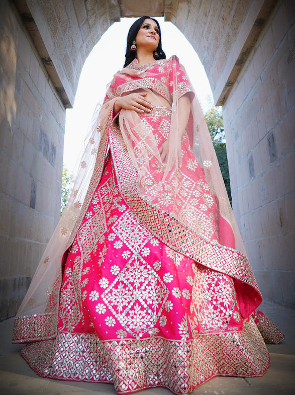 Gulbahar Mirror Work Embroidered Lehenga Set