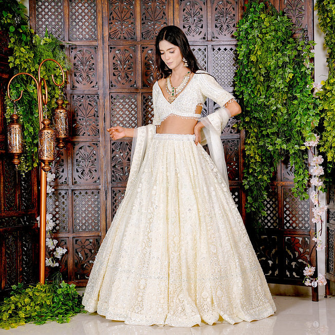 Esther Off White Modern Lehenga