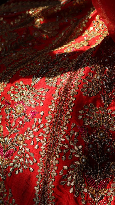 Red Ranisa Embroidered Lehenga Set