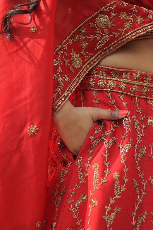 Zardozi Mahi Embroidered Lehenga Set