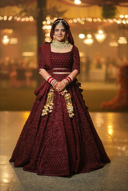 Vienna Maroon Embroidered Lehenga Set