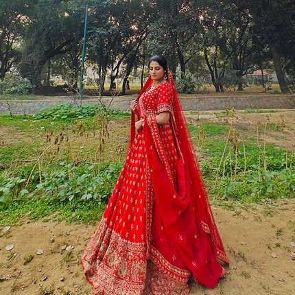 Timna Red Bridal Lehenga