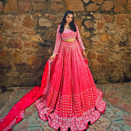 Naeem Pink Organza Lehenga