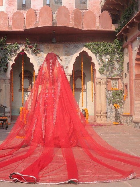 Nora Red Hand Embroidered Bridal Lehenga