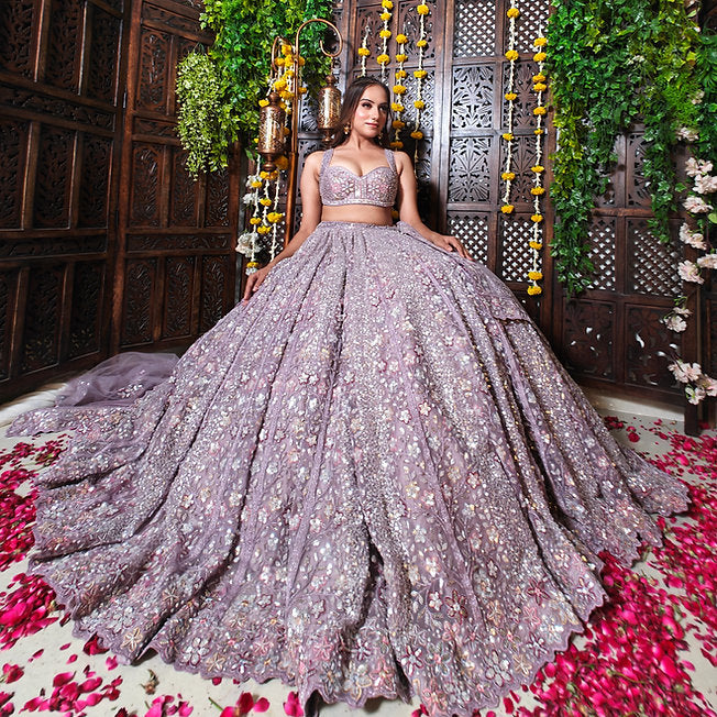 Serra Lavender Embroidered Lehenga