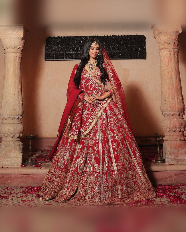 Usama Raw Silk Heavy Lehenga – Amaltas Couture