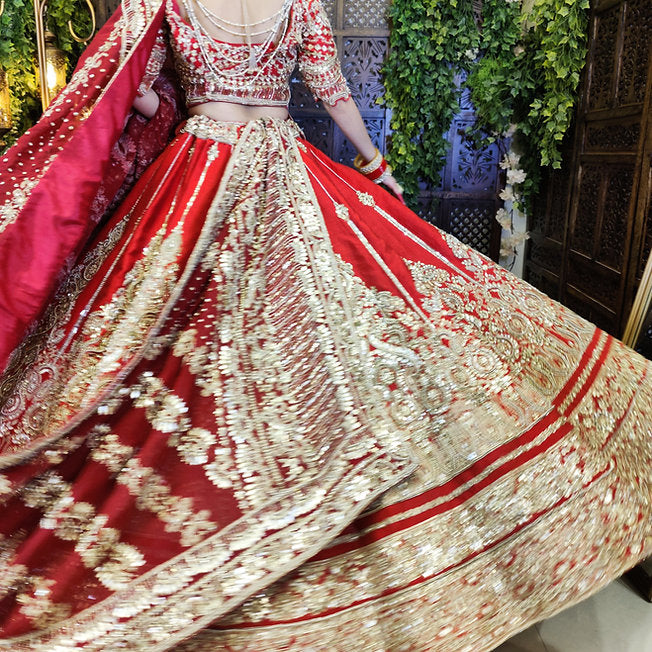 Uzma Scarlet Red Heavy Dupatta Lehenga