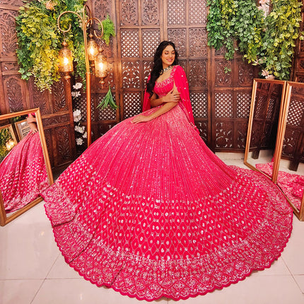 Tamia Organza Pink Lehenga