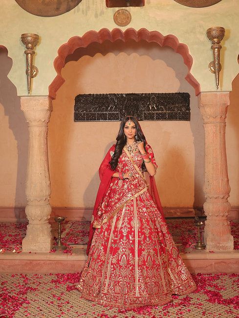 Usama Raw Silk Heavy Lehenga