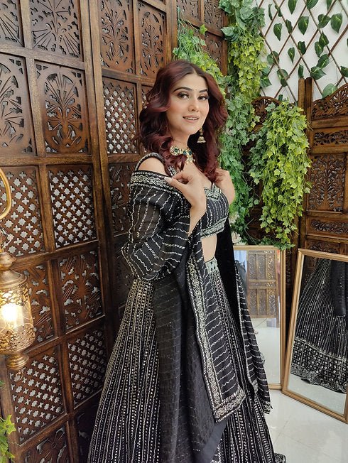 Kinza Black Lehenga