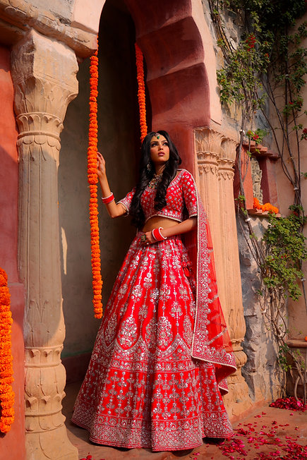 Amia Red Lehenga