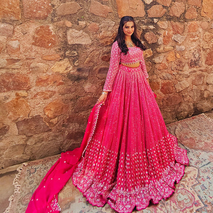 Naeem Pink Organza Lehenga