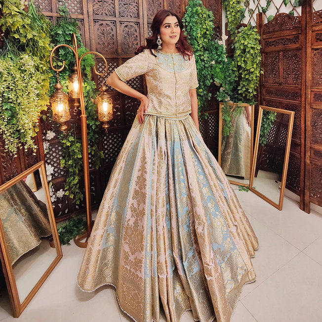 Aiza Banarasi Multicolor Lehenga